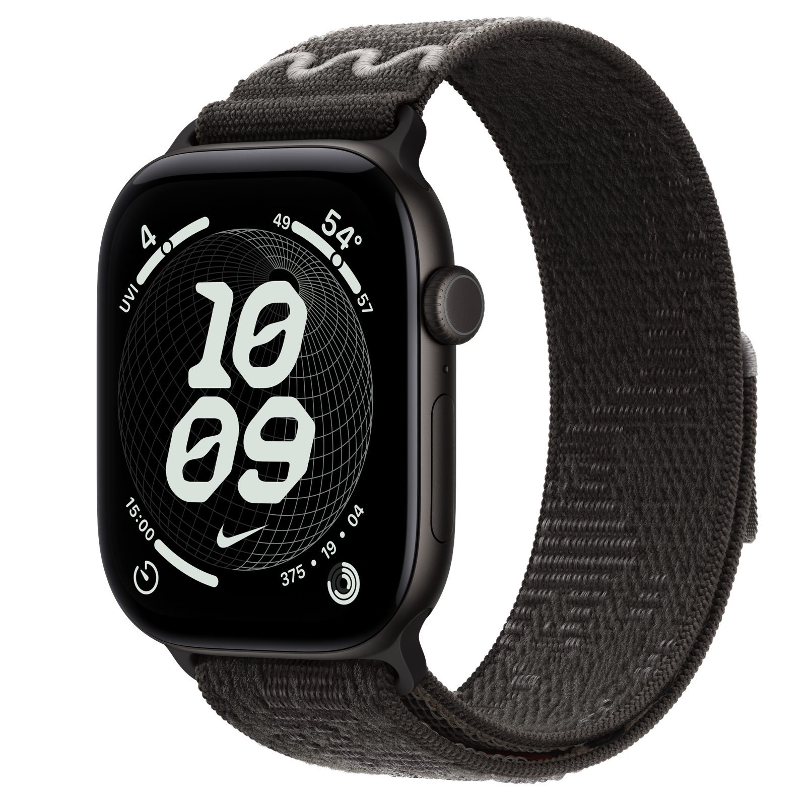 Apple Watch Series 12 (GPS + Cellular) • Aluminiumboett svart, 46 mm • Nike-sportloop i After Dark Black