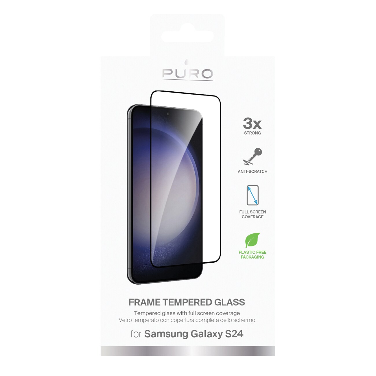 Puro Frame Härdat glas med svart ram för Samsung Galaxy S25 / S24, bild 2