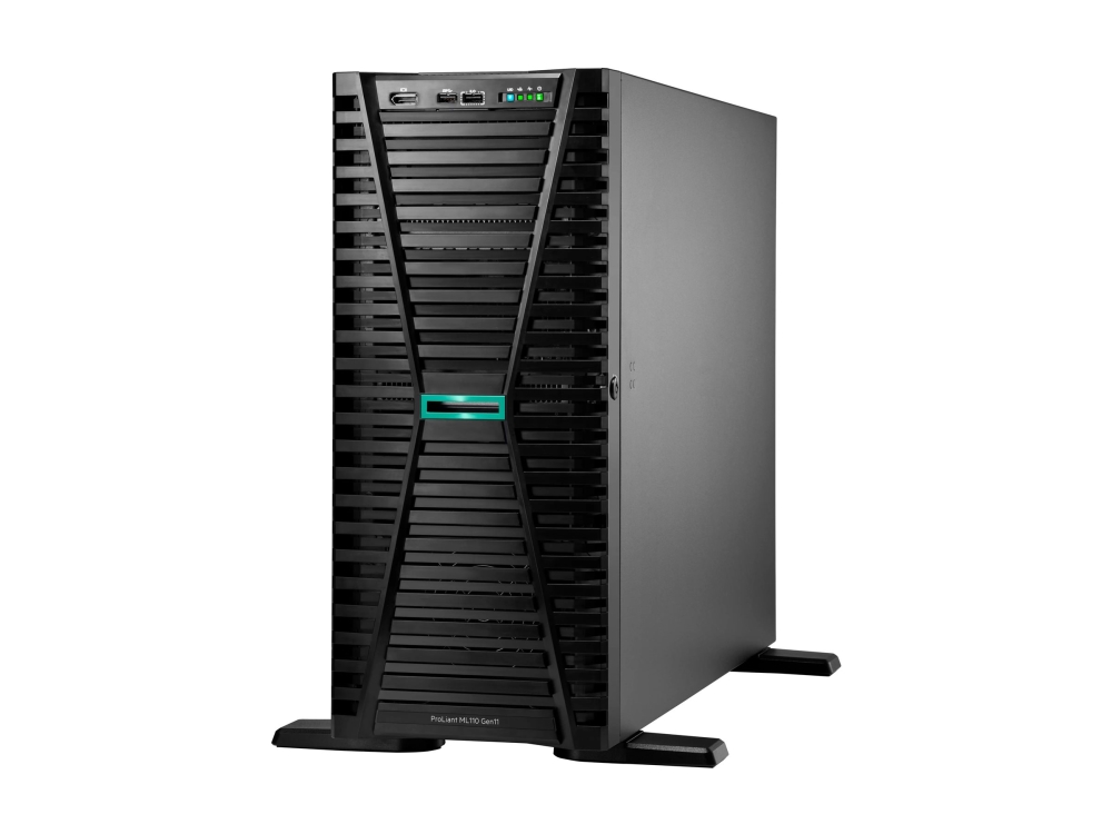 HP ProLiant ML110 Gen11, Intel Xeon Bronze 3508U 8-Core, 1x32 GB RAM, 2x480 GB SSD, 8x2.5" SFF, 2xGigaLAN, 2x1000W nätagg
