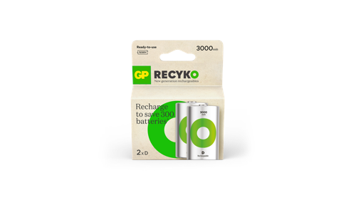 GP - ReCyko Rechargeable Battery, Size D, 3000 mAh, 1.2V (2-pack), bild 3