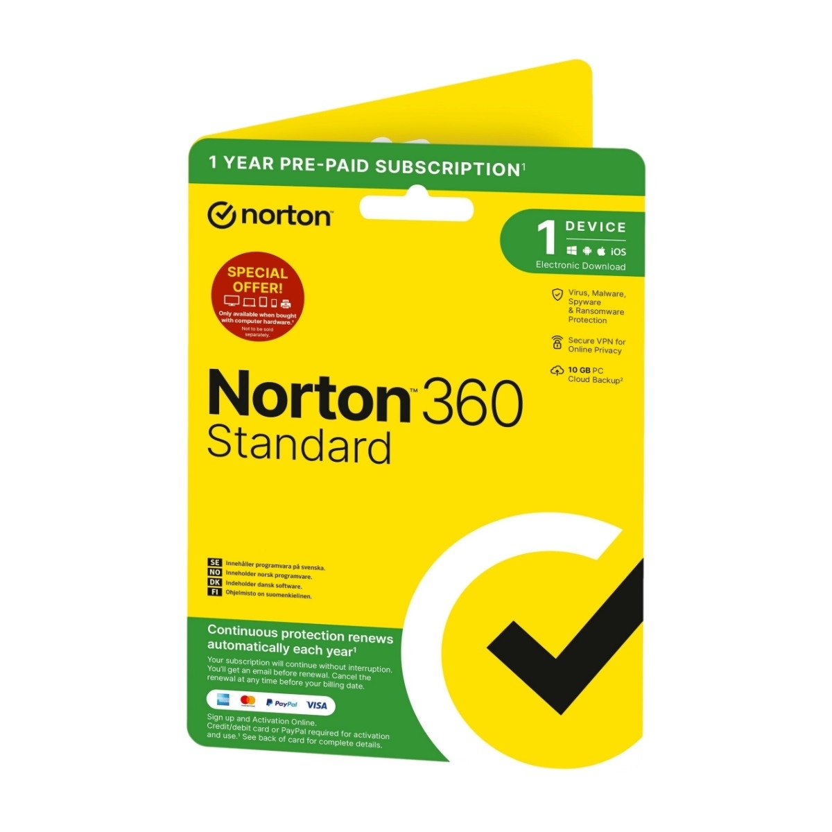 Norton 360 Standard Attach 1 Enhet 12 månader