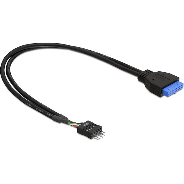 DeLock intern kabel från USB 3.0 till USB 2.0, IDC20 ho - IDC10 ha, 0,3m, svart, bild 4