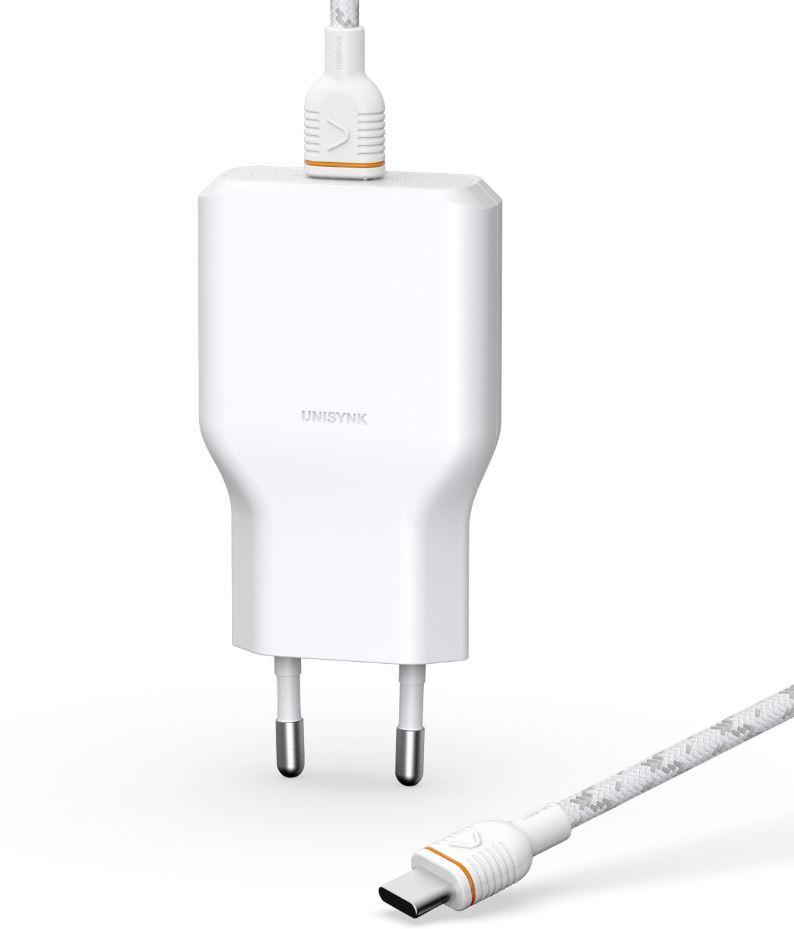 Unisynk G3 36W USB-C väggladdare med 2m USB-C-kabel (vit), bild 3