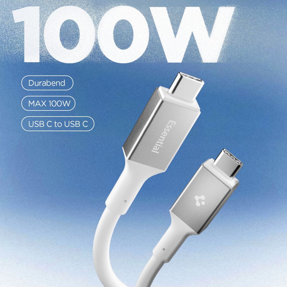Spigen EB10020CC USB-C-kabel 100 W, 200 cm – vit, bild 2
