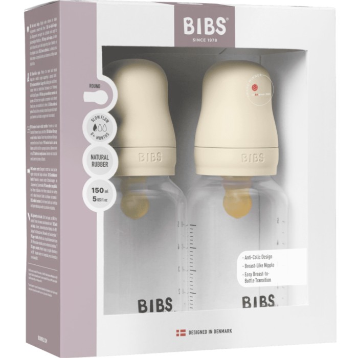 BIBS Nappflaska PP Latex 150ml Ivory 2p, 2 st