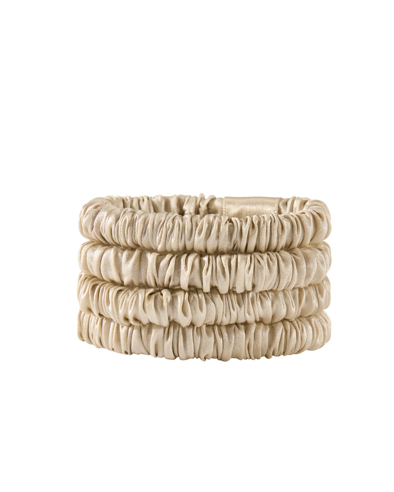 Lenoites Mulberry Silk Skinny Scrunchies Beige