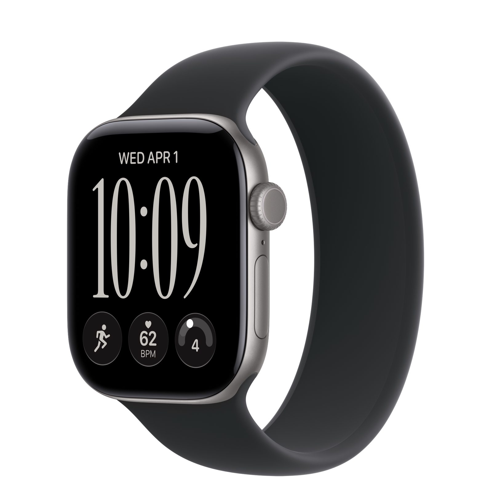 Apple Watch Series 12 (GPS) • Aluminiumboett rymdgrå, 42 mm • Sololoop svart