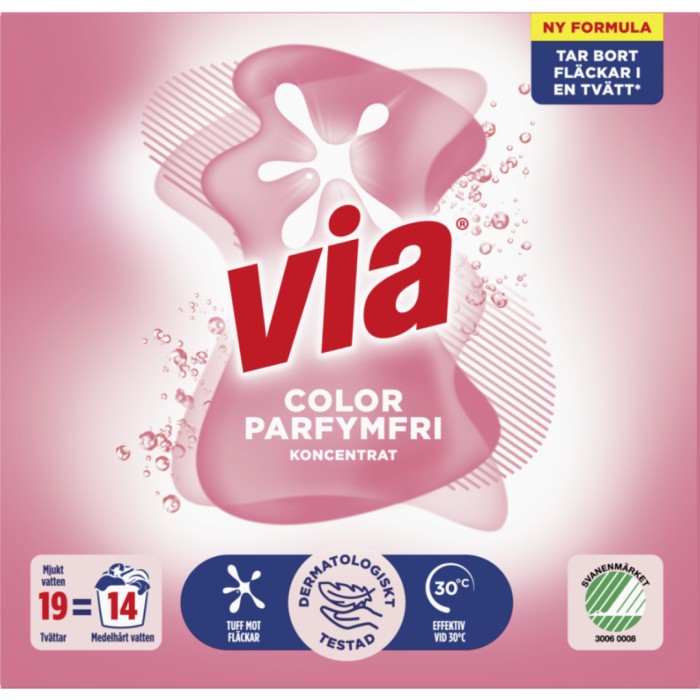 Via Tvättmedel Color Parfymfri 760 g