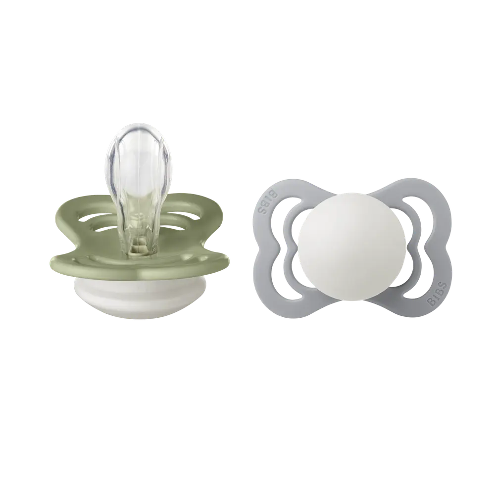 BIBS Pacifier Supreme 2 PACK Silicone Size 1 Sage GLOW/Cloud GLOW, bild 3
