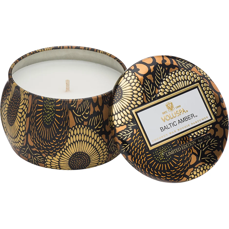 Voluspa Baltic Amber Japonica Decorative Tin Candle 25h