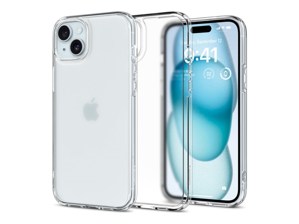 Spigen Ultra Hybrid – Baksidesskydd till mobiltelefon – polykarbonat, termoplastisk polyuretan (TPU) – frostklart – för Apple iPhone 15 Plus