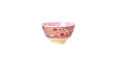 Rice - Melamine Bowl with Red Kids in Paris Print - Pink - 300 ml, bild 3