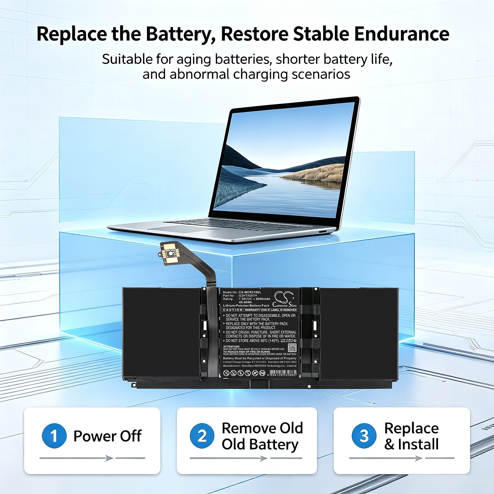 Batteri till Laptop, Bärbar dator för Microsoft Surface Laptop 3 1872 m.fl., bild 2