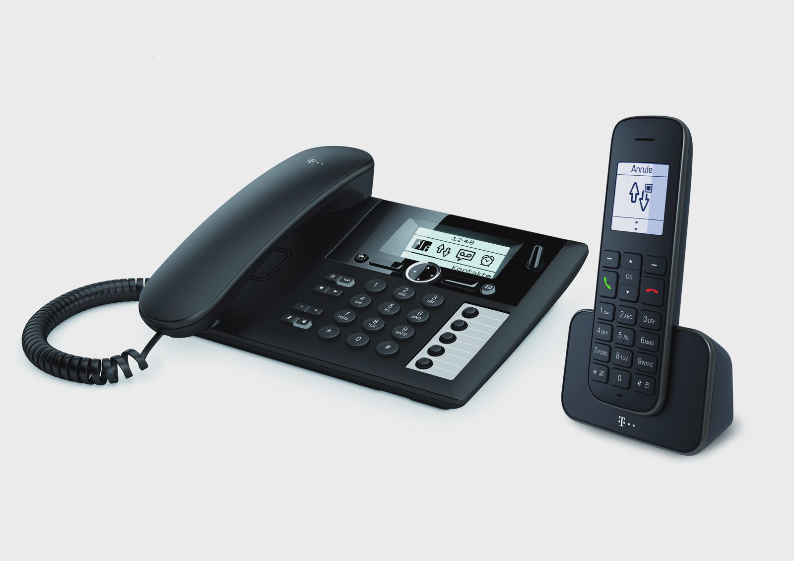 Deutsche Telekom Sinus PA 207 plus 1 - Sladdförsedd/sladdlös - svarssysten - DECT\GAP - svart + 1 extra handuppsättning
