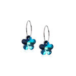Blomdahl Natural Titanium Ear Ring 14 mm Flower 12 mm, Turquoise