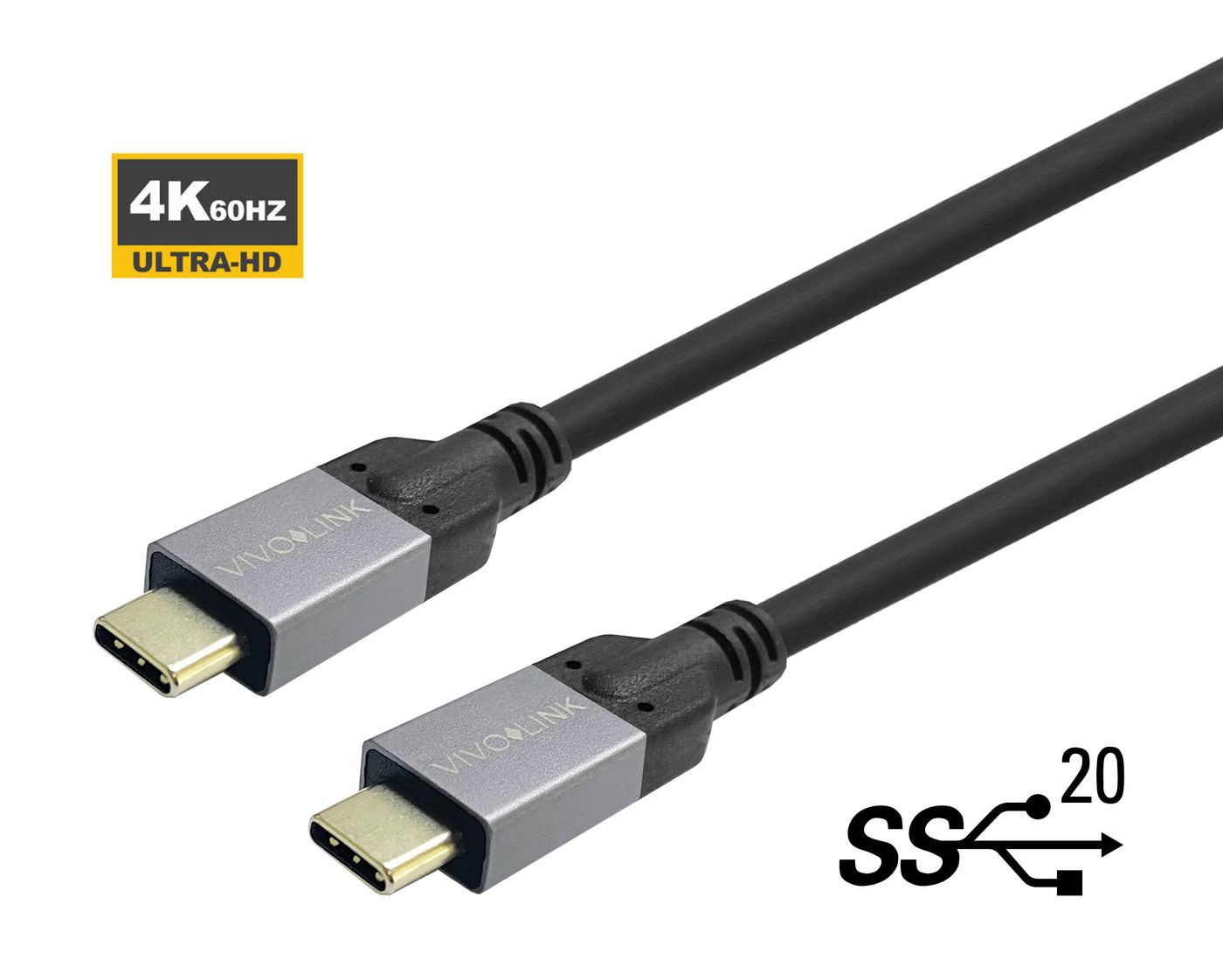 Vivolink USB-C Gen.2, 20Gbps, 100W, 0,5m - Svart, bild 3
