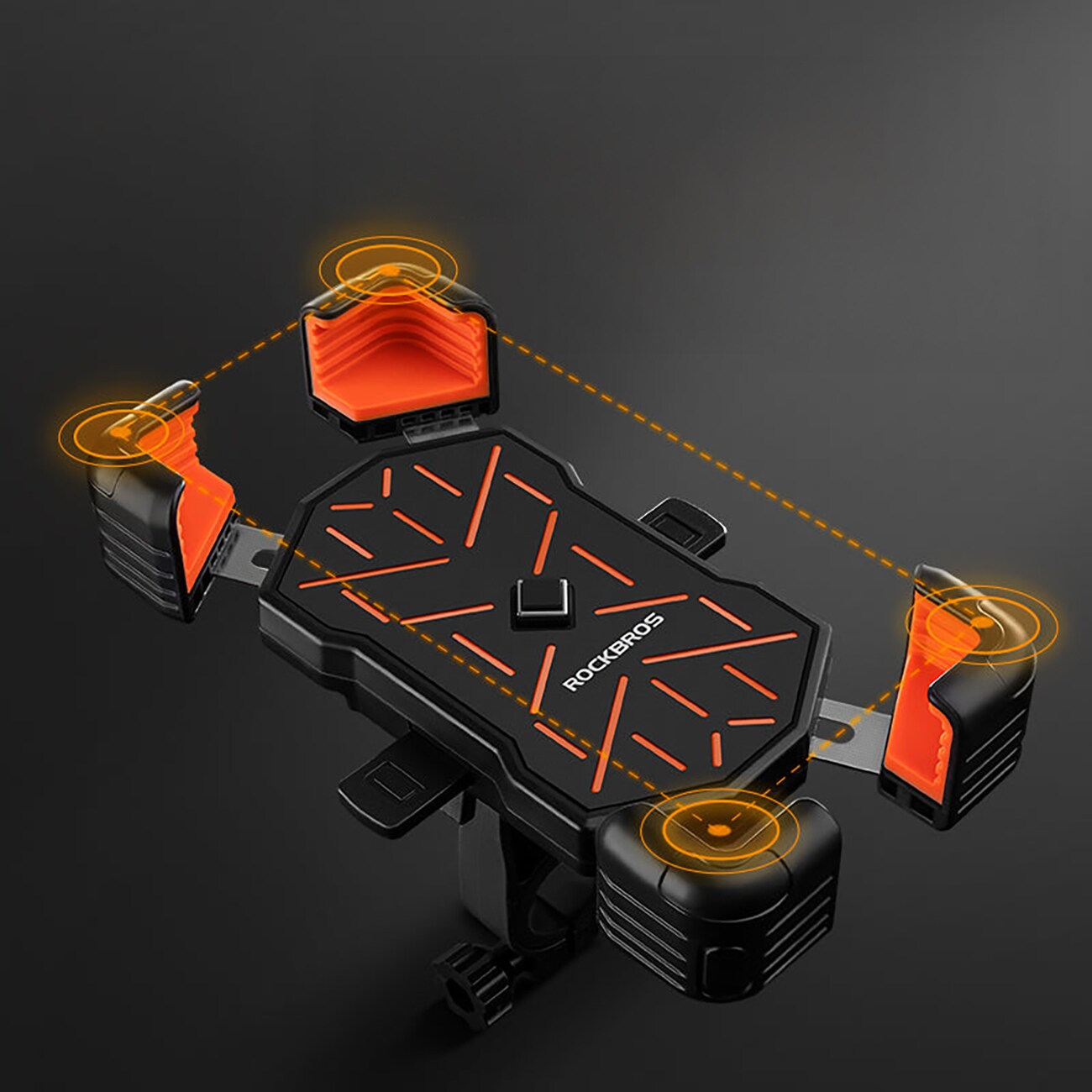 Rockbros HW-117 mobilhållare med styreklämma – svart och orange, bild 4