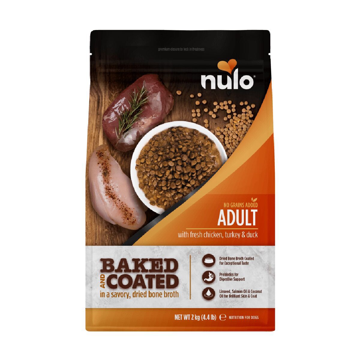 Nulo Baked & Coated Dog Adult Fresh Chicken, Turkey & Duck Torrfoder till Hund 2kg