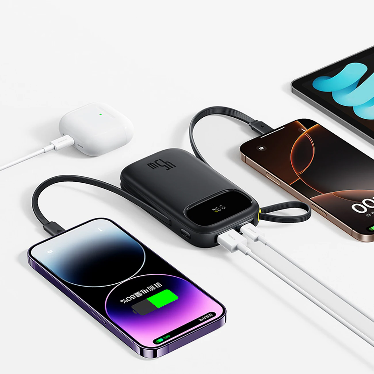 Baseus EnerFill FC31 QPow3 10000mAh 45W powerbank med USB-C- och Lightning-kablar – svart, bild 3