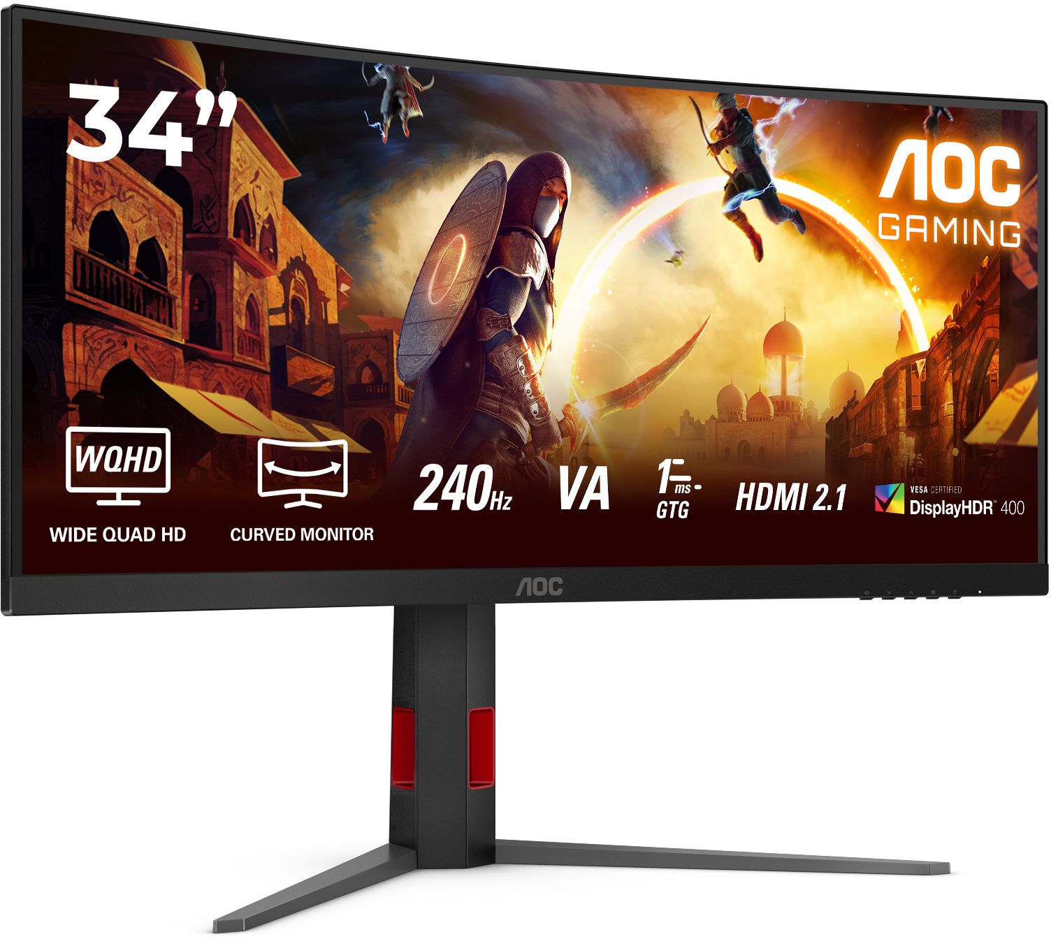 AOC CU34G4Z / 34" / VA / 3440 x 1440 / 240 Hz / 0.3ms / 2xHDMI,DP, bild 4