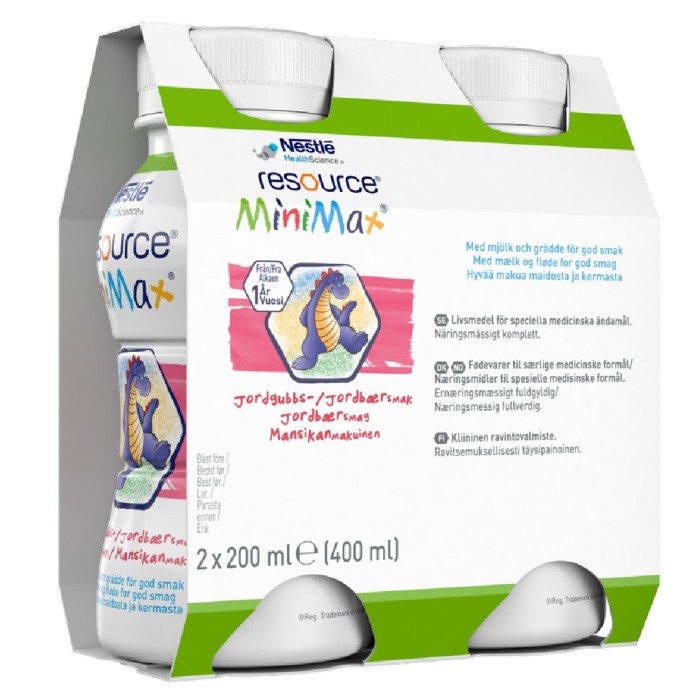Resource MiniMax, drickfärdigt kosttillägg, jordgubb, 2 x 200 milliliter
