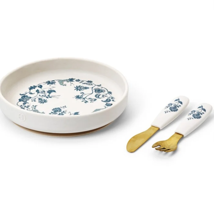Elodie Details silikontallrik med bestick, Garden Leo Toile