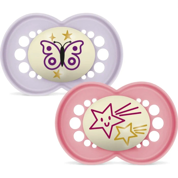 MAM Original Night 6-16m Silicone Pink 2pcs