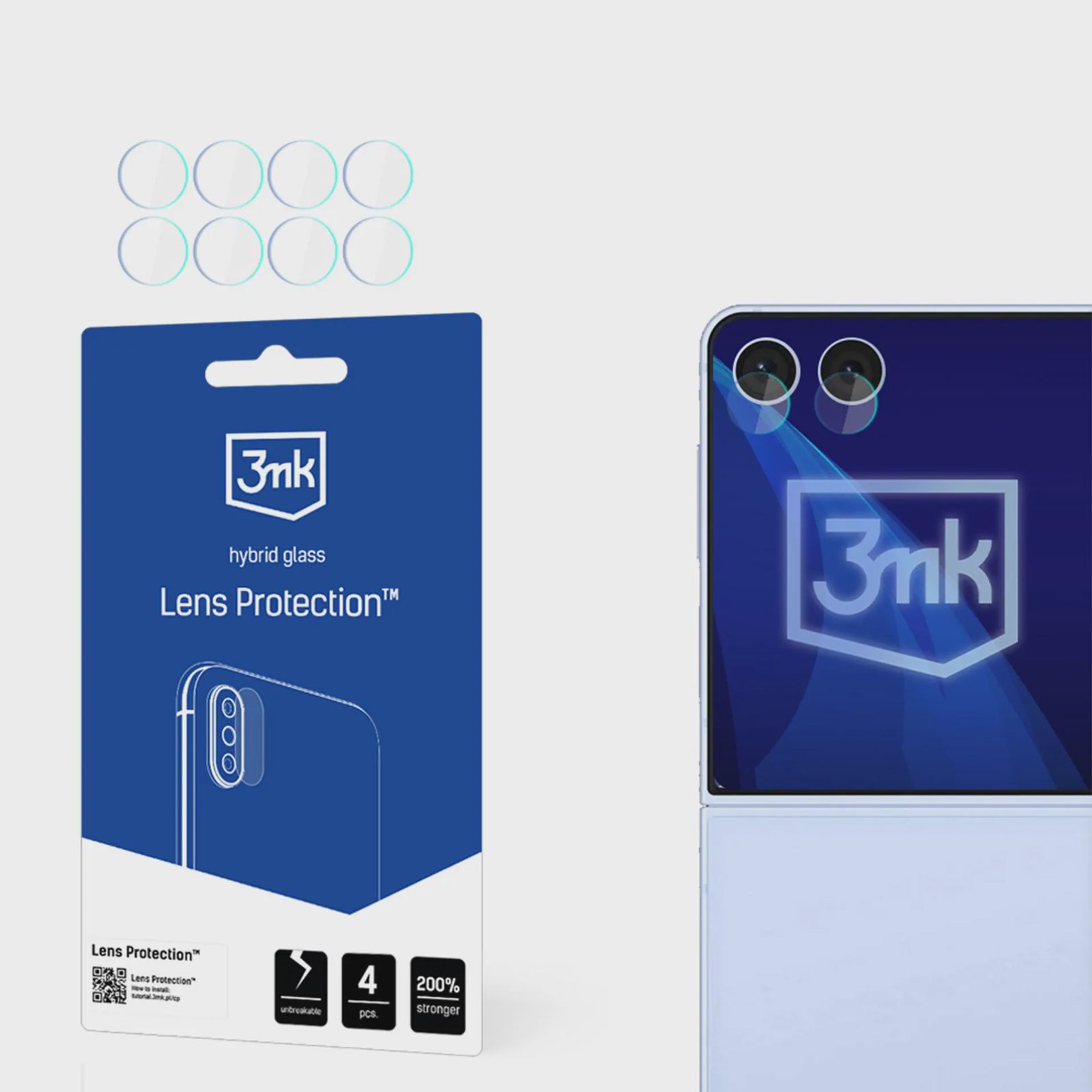 3mk Hybridglas-skydd för kameralinsen på Samsung Galaxy Z Flip 7