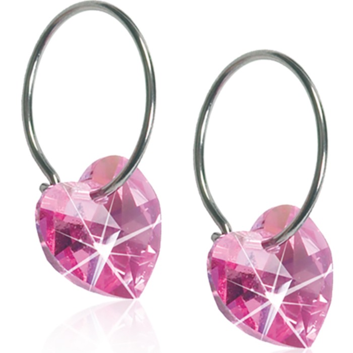 Blomdahl Natural Titanium Heart Sleeper 14mm Rose