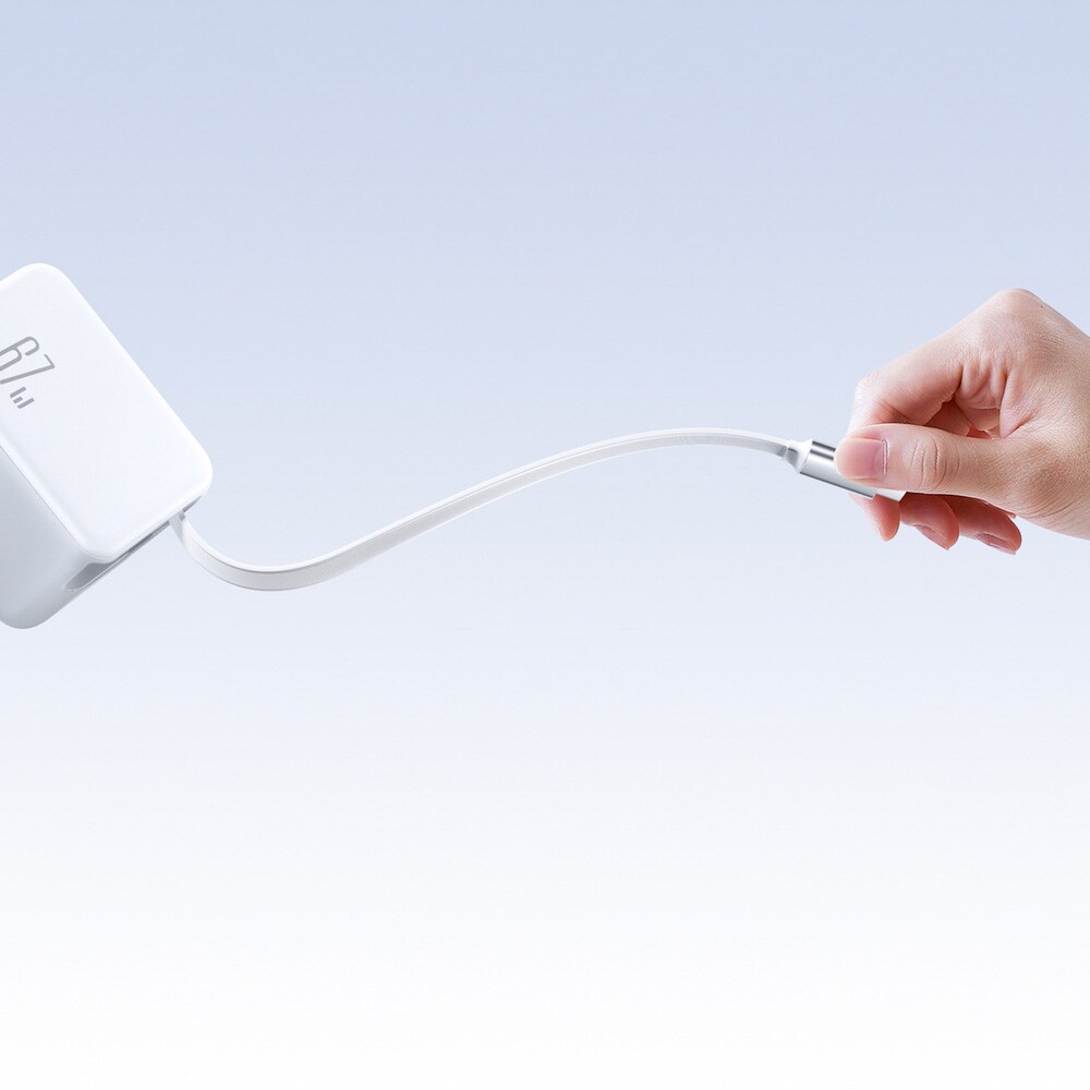 Joyroom GaN USB-C Laddare med Utdragbar Kabel 67W - Vit, bild 2