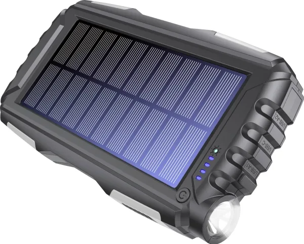 Denver Powerbank med solpanel och ficklampa