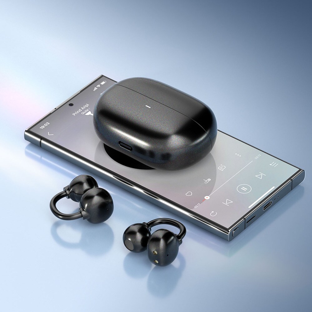 BWOO sportigt Bluetooth headset / trådlösa hörlurar in-ear / open ear hörlurar - Svart, bild 3