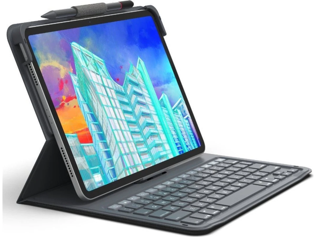 ZAGG Messenger Folio 2 - Tangentbord och foliefodral (fodral) - portabel - trådlös - QWERTY - Nordisk - träkol - för Apple 10.9-inch iPad Air, bild 2