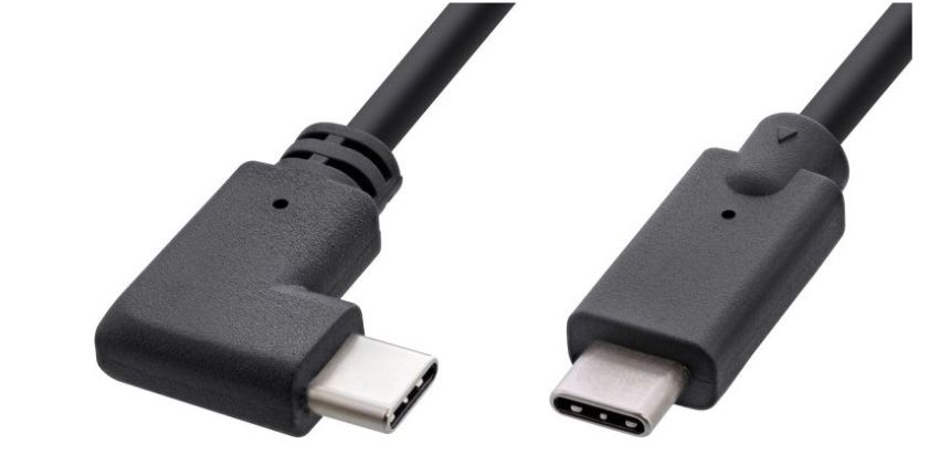 USB-kabel MicroConnect USB-C till USB-C, 10Gbps, USB 3.2 Gen.2, 60W, vinklad, 1m - Svart, bild 2