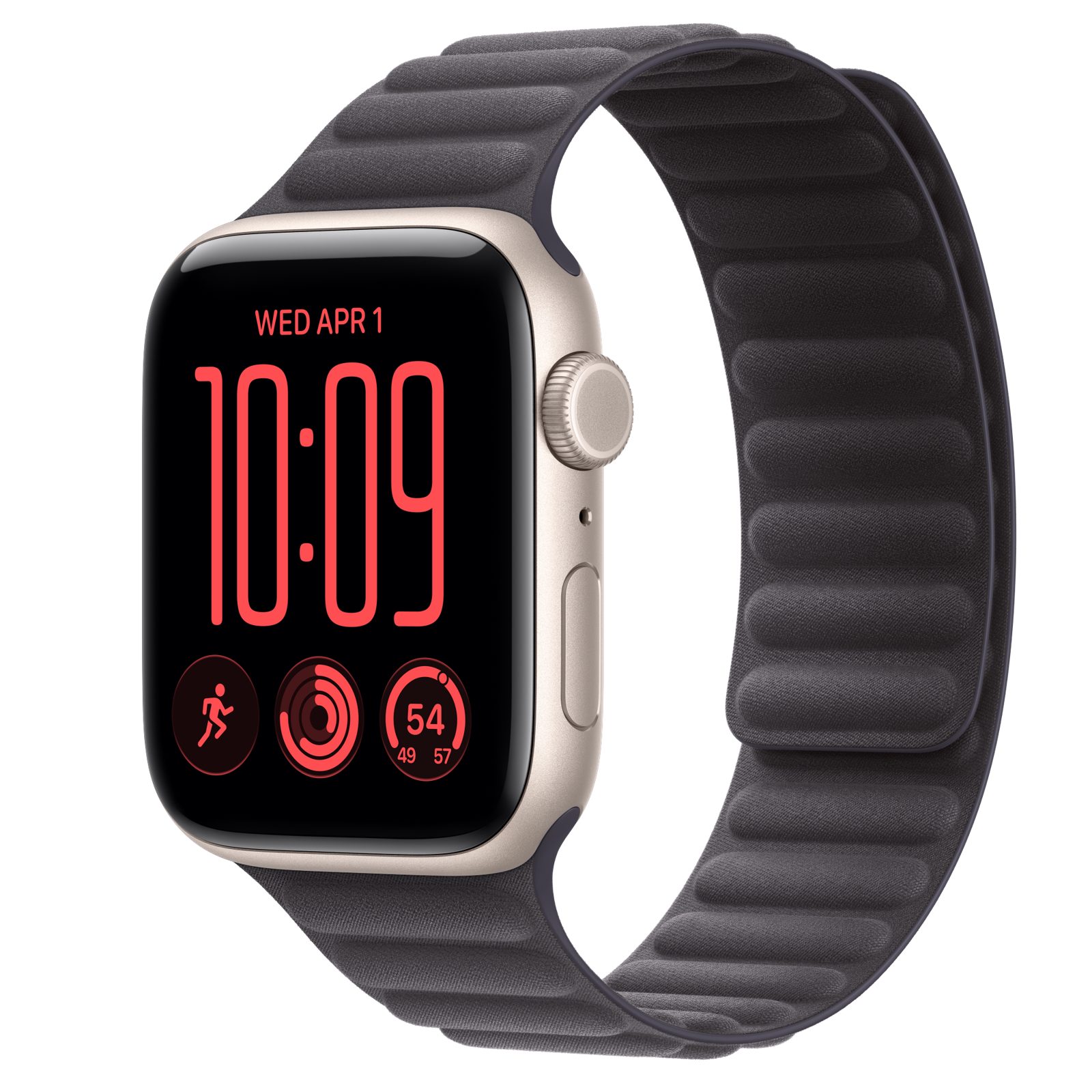 Apple Watch SE 3 (GPS + Cellular) • Aluminiumboett stjärnglans, 44 mm • Magnetlänk midnatt