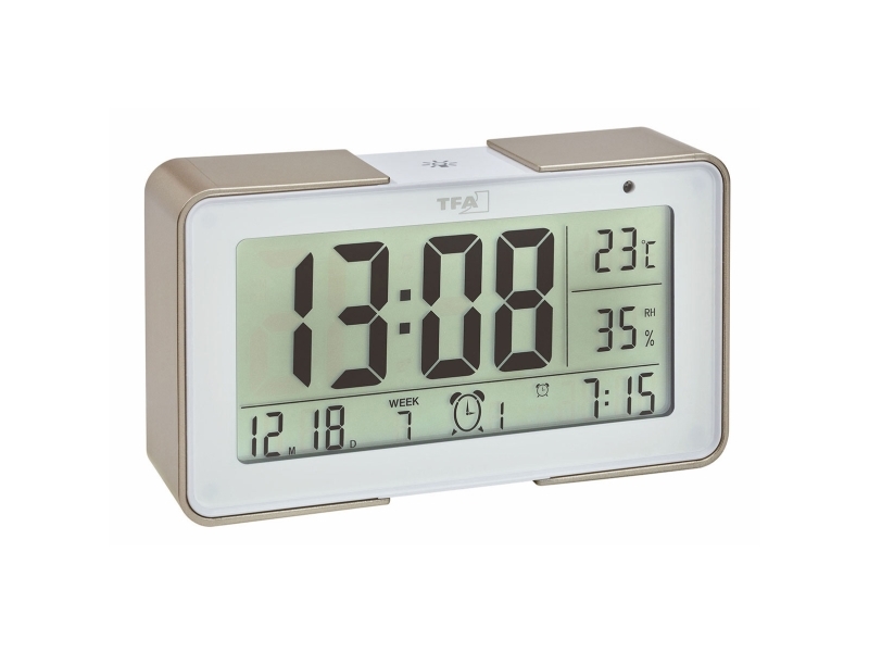 TFA-Dostmann 60.2540.53, Digital väckarklocka, Rektangel, Beige, Vit, -20 - 70 ° C, Batteri, 1,5 V