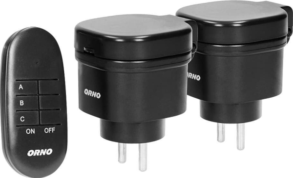 Orno trådlöst miniuttagset styrt med fjärrkontroll 2+1 IP44