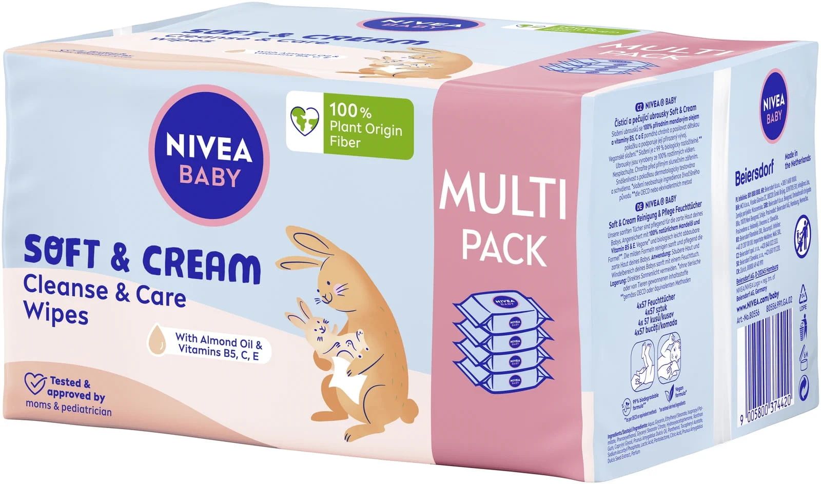 NIVEA BABY Soft & Cream, Våtservetter för baby, Dermatologiskt testad, Allergivänlig
