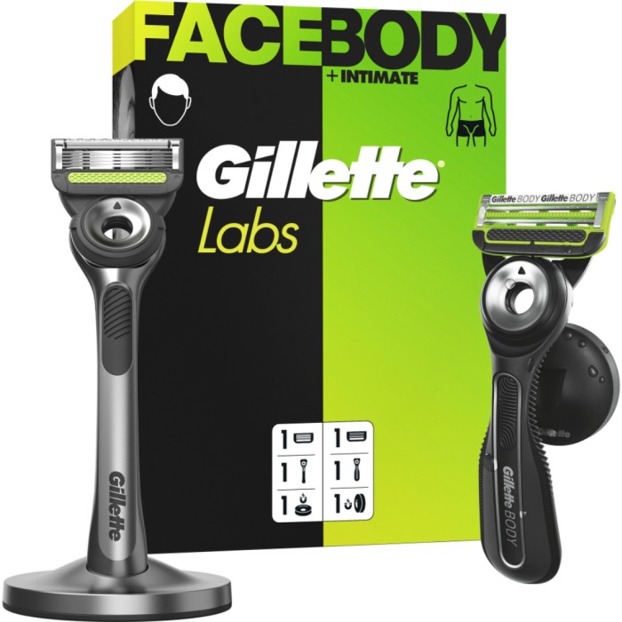 GilletteLabs Rakhyvel Duo-pack, Exfolierande rakhyvel för ansikte & kropp + intimrakhyvel