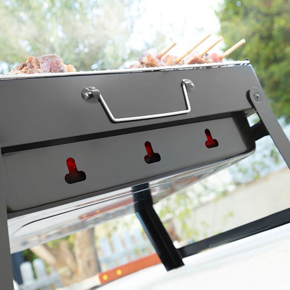 Hopfällbar och bärbar kolgrill / portabel kolgrill / campinggrill med kol, bild 4