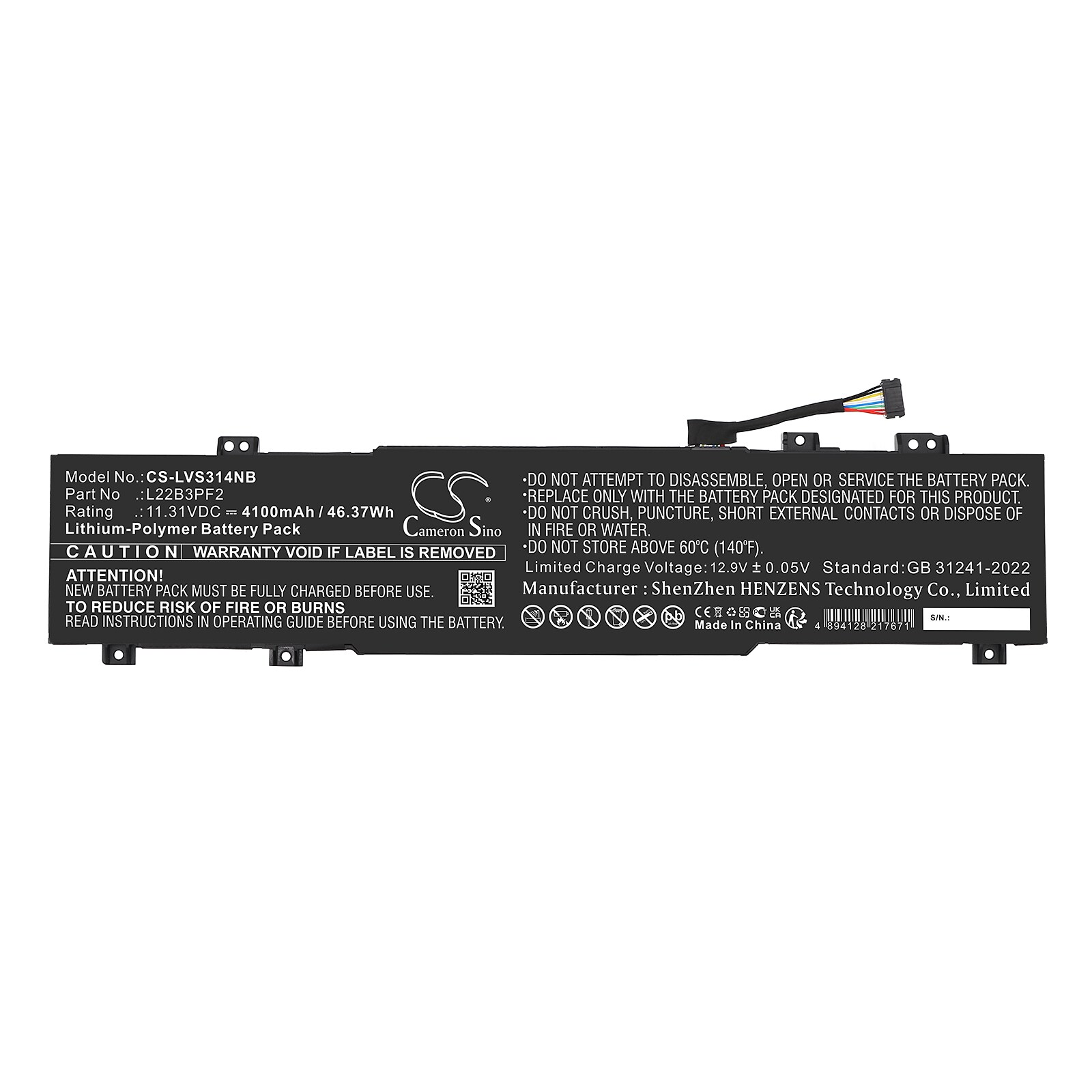 Batteri till Notebook, Bärbar dator för Lenovo IdeaPad Slim 3 14ABR8 82XL000JHH m.fl., bild 3
