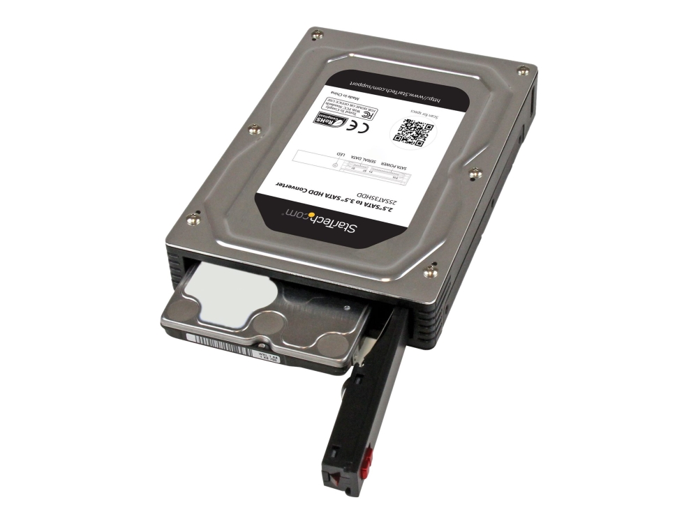StarTech.com 2,5 till 3,5 SATA-hårddisk-adapterhölje i aluminium med SSD/HDD-höjd på upp till 12,5 mm - Förvaringslåda - 2.5 - SATA 6Gb/s - SATA 6Gb/s - för P/N: S352BU33HR