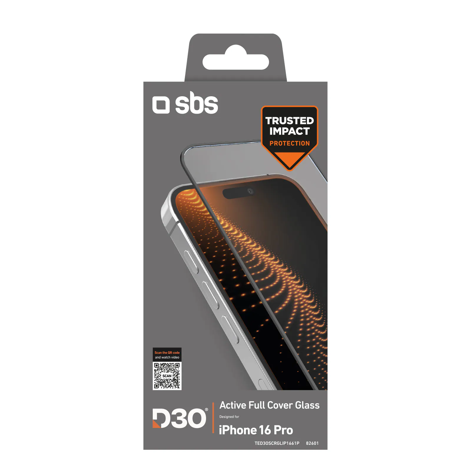 SBS härdat glas D3O med ram för iPhone 16 Pro
