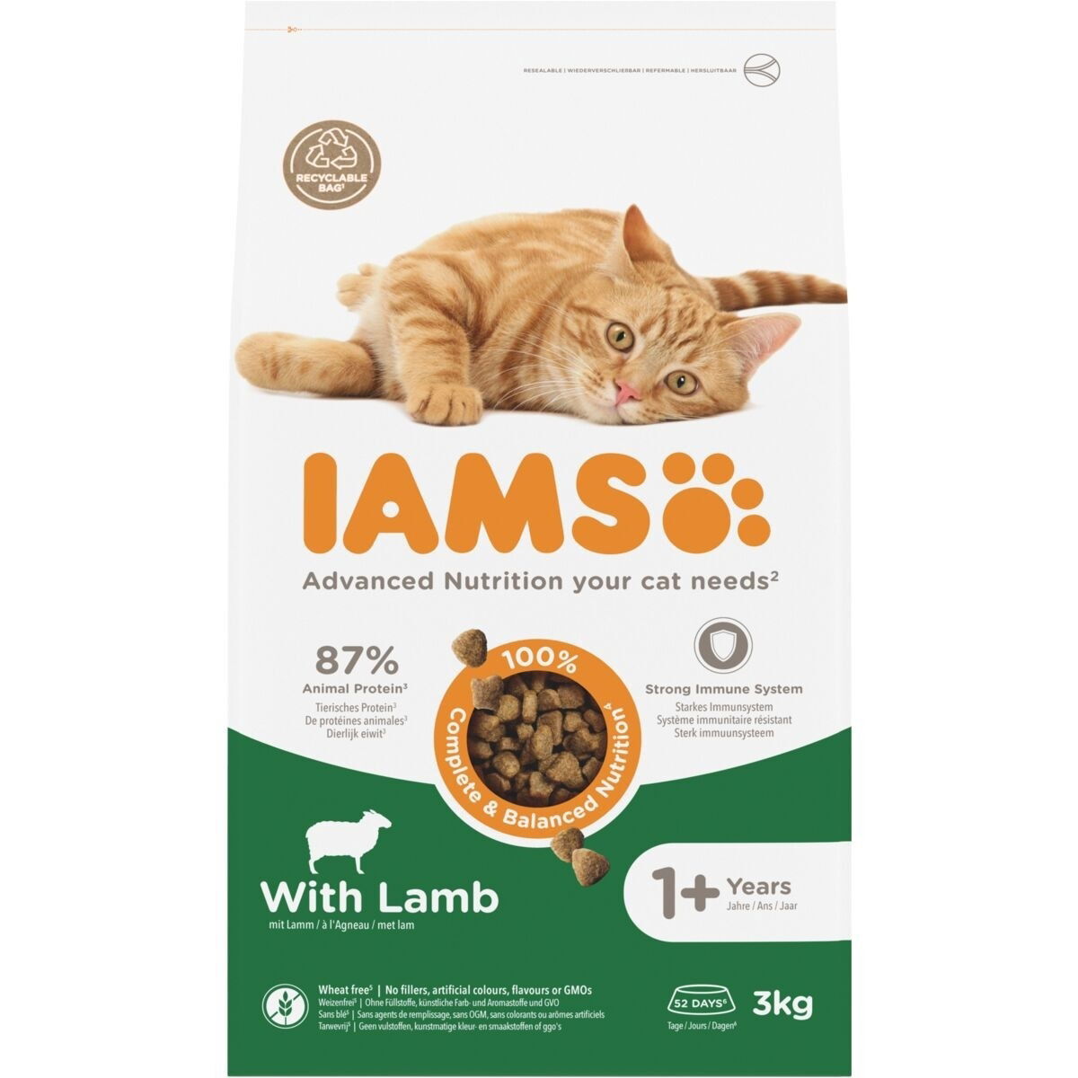 Iams for Vitality Cat Adult Lamb Torrfoder till Katt 3 kg, bild 2