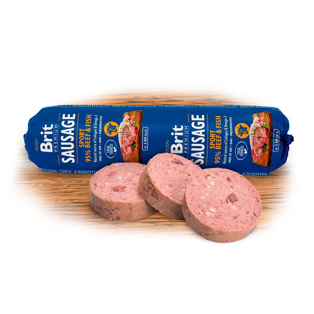 Brit Premium Köttkorvar Biff & Fisk Sport