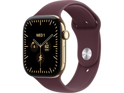 Apple Watch Series 12 GPS + Cellular 46 mm skinande guld titan, bourgogne Sportband - M/L