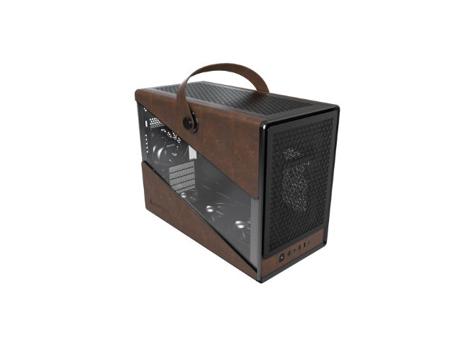 Montech Heritage PRO mATX-datorchassi, 4 förinstallerade fläktar, svart/brun