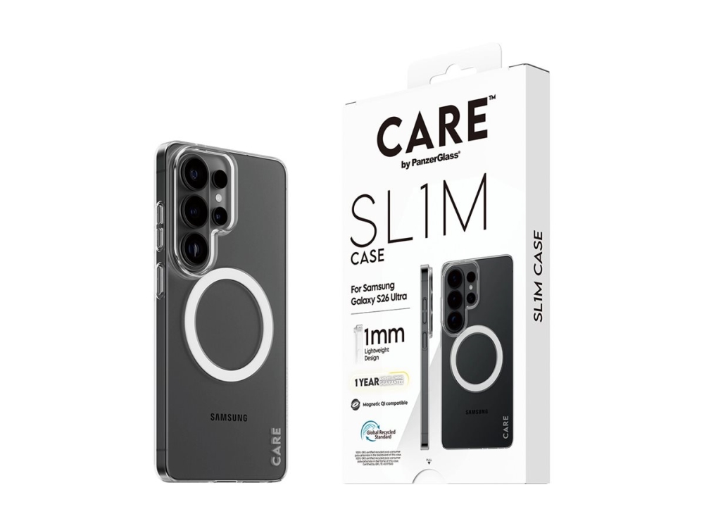 CARE by PanzerGlass SL1M Case Transparent mit Qi Samsung Galaxy S26 Ultra
