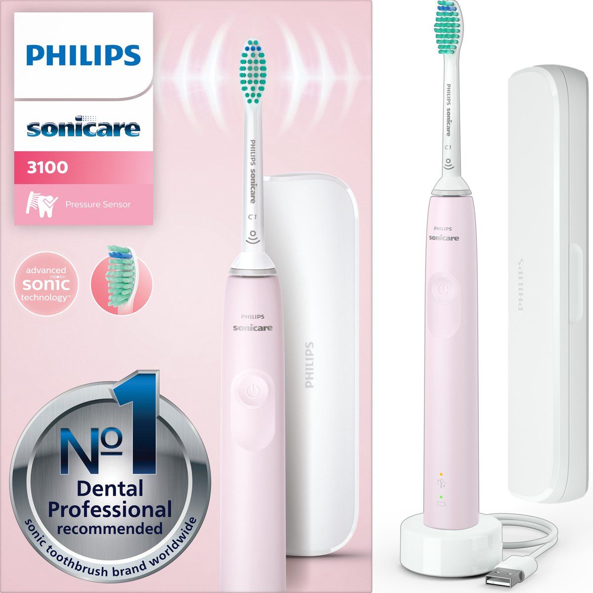 Philips Sonicare 3100 Series Sonic Electric Toothbrush & Travelbag White, bild 4