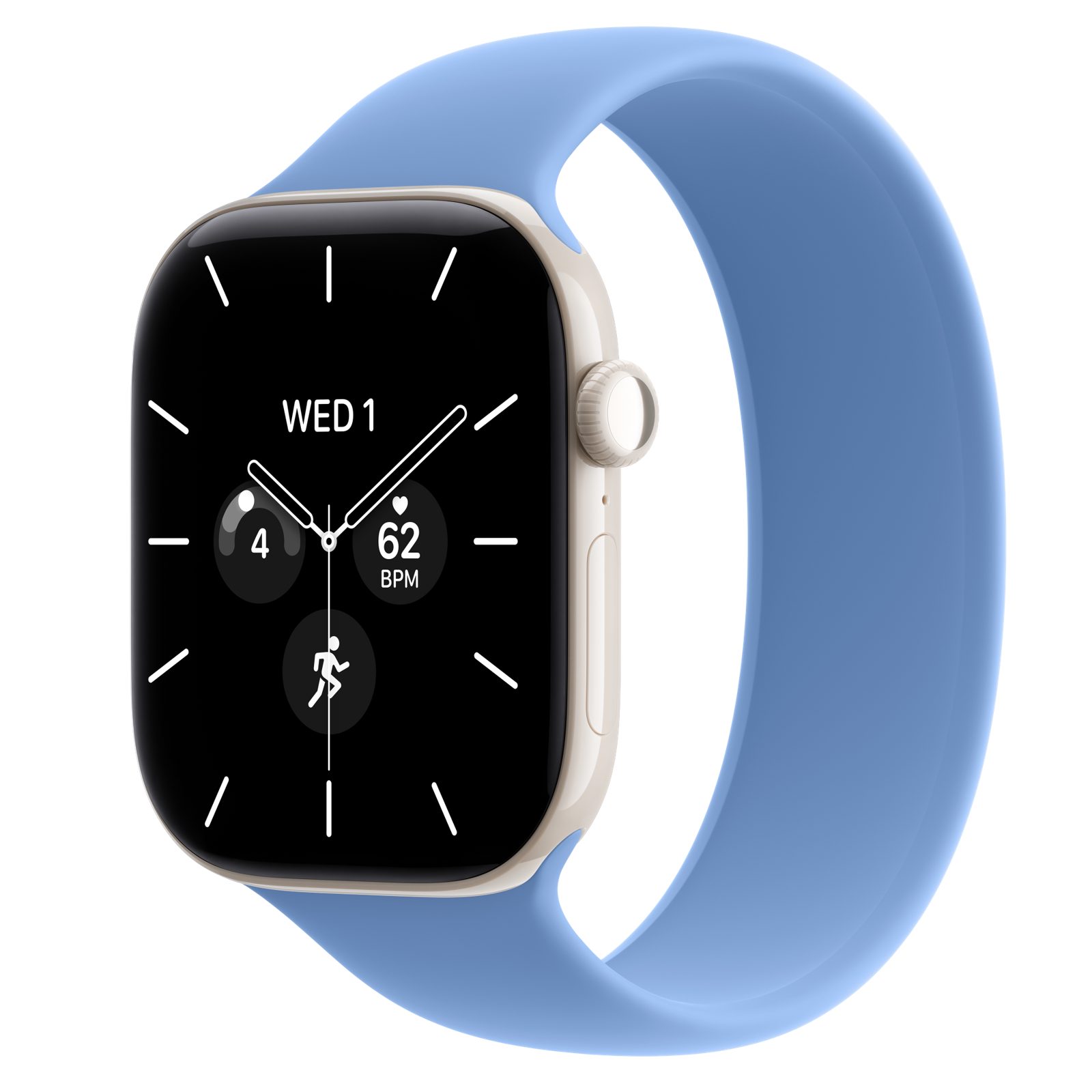 Apple Watch Series 12 (GPS + Cellular) • Keramikboett pärlvit, 46 mm • Sololoop ängsblå